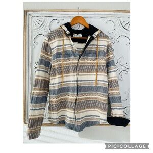 ONE WORLD BROTHERS BAJA BUTTON DOWN HOODIE SHIRT